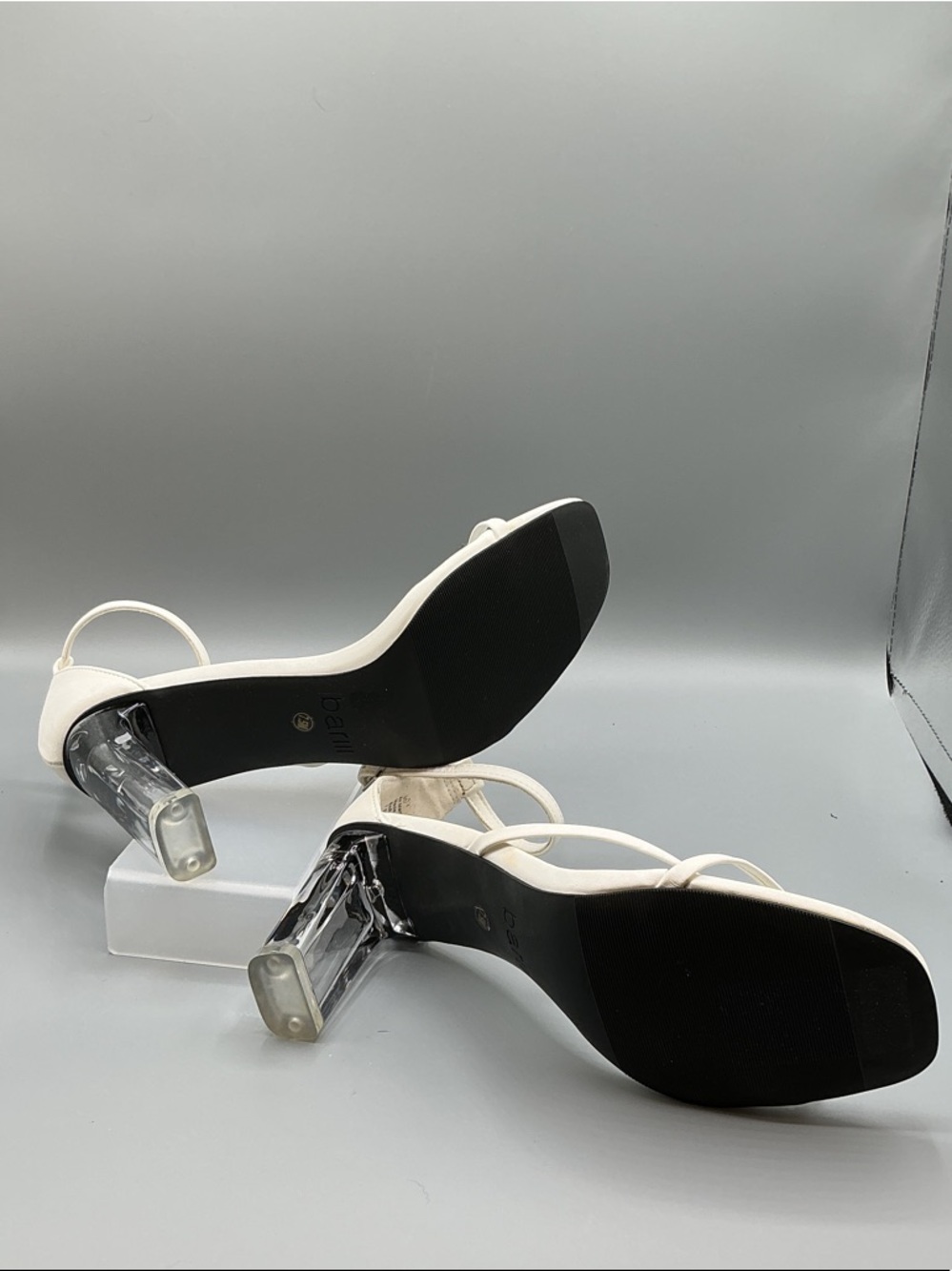 Barr III BLAKKEP White Ankle-Strap Sandal with Clear Block Heel, size 7.5 NEW - Picture 5 of 7